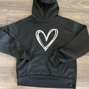 YM/L Black Hoodie with Heart Design